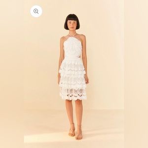 Farm Rio White Richelieu Midi Dress, XS
